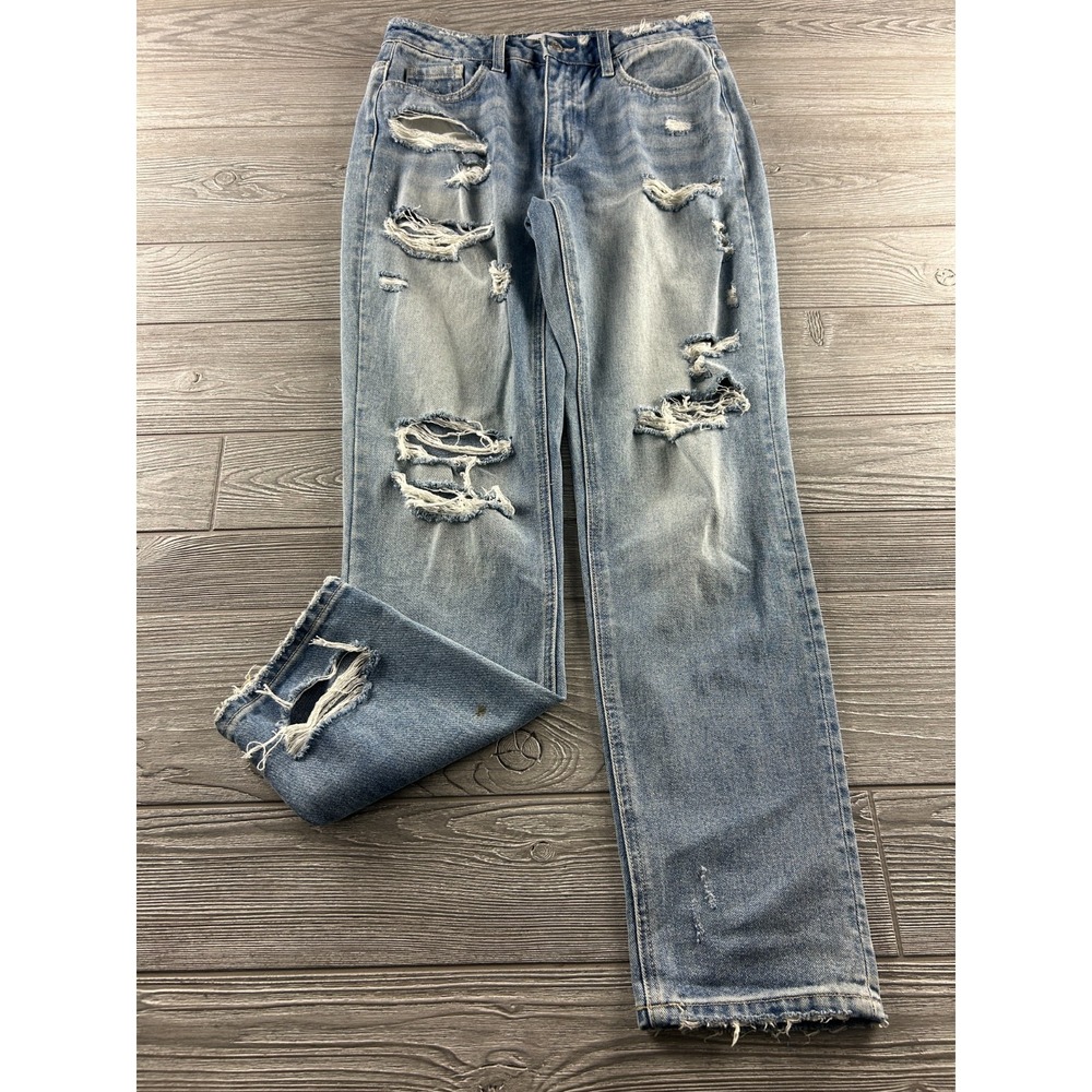 Flying Monkey Platinum Jeans Womens 26 Distressed Skinny Frayed Hem Light Wash